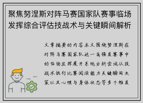 聚焦努涅斯对阵马赛国家队赛事临场发挥综合评估技战术与关键瞬间解析